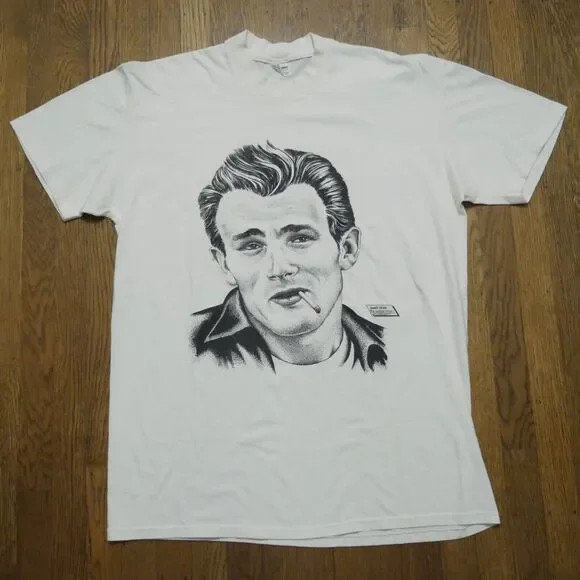 Vintage James Dean 80s Portrait Rare T-Shirt XL Stedman 1987 Movie Star Cigs Tees - Short Sleeve